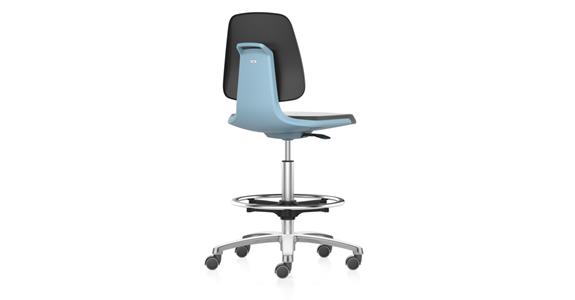 Arbeits-Drehstuhl Labsit Sitz-Stopp-Rollen Kunstleder blau Sitzhöhe 560-810 mm