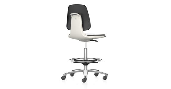 Arbeits-Drehstuhl Labsit Sitz-Stopp-Rollen Kunstleder weiß Sitzhöhe 560-810 mm