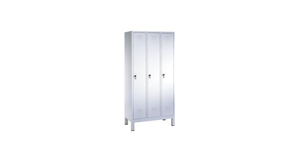 Wardrobe cabinet with feet 3 compartments HxWxD 1850x900x500 mm RAL 7035