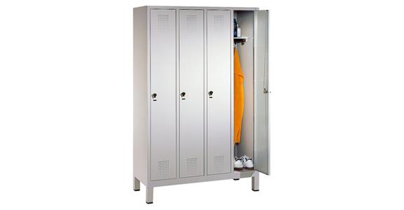 Wardrobe cabinet with foot 4 compartments HxWxD 1850x1590x500 mm RAL 7035
