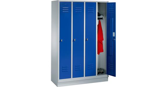 Wardrobe cabinet with base 4 compart. 300mm RAL7035/5012 HxWxD:1800x1190x500mm