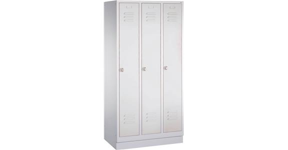 Wardrobe cabinet with base 3 compart. 400mm RAL7035/5012 HxWxD:1800x1200x500mm