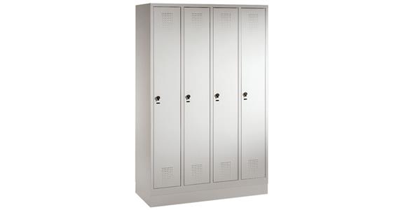 Wardrobe cabinet with base 4 compartments HxWxD 1800x1190x500 mm RAL 7035