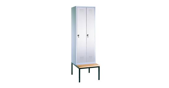 Wardrobe cabinet with bench seat 2 compartments HxWxD 2090x810x500 mm RAL 7035