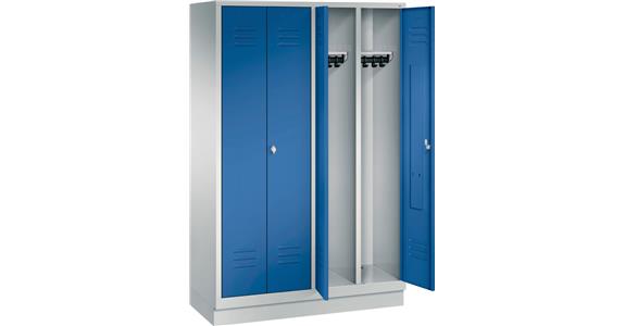 Wardrobe cabinet with base 4 compart. 300mm RAL7035/5012 1800 x 1190 x 500 mm