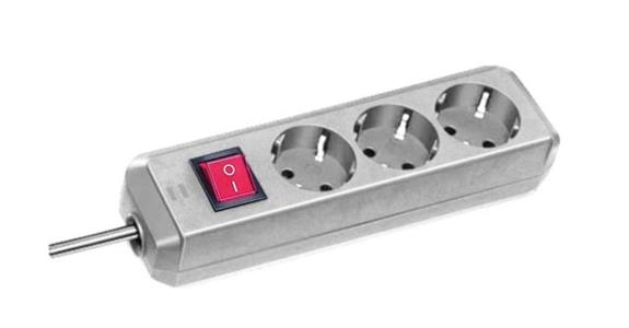 Multiple socket outlet, 3 sockets 1.5 m with switch, light grey
