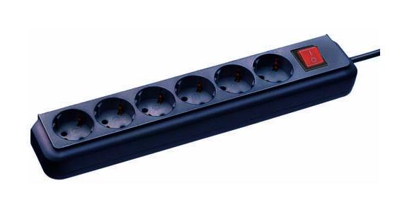 Multiple socket outlet, 6 sockets 1.5 m with switch, black