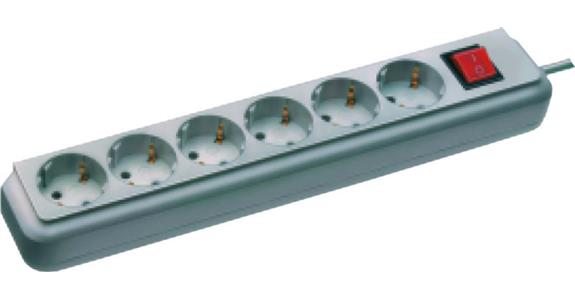 Multiple socket outlet, 6 sockets 1.5 m with switch, light grey