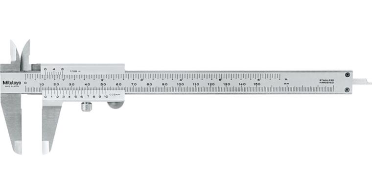 Stainless precision pocket vernier callipers 0-150 mm w. locking screw 0.05 mm