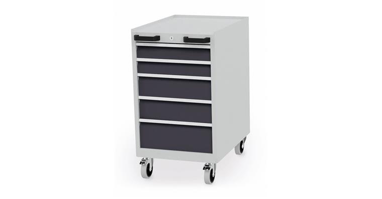 Mobile drawer cabinet W555xD736xH990mm 5x drawers RAL 7035/7016