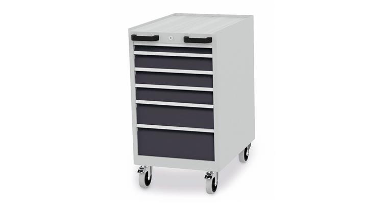 Mobile drawer cabinet W555xD736xH990mm 6x drawers RAL 7035/7016