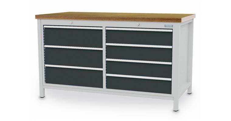 1099521191 Cabinet workbench W1500XD750XH959mm 7x drawers RAL7035/7016