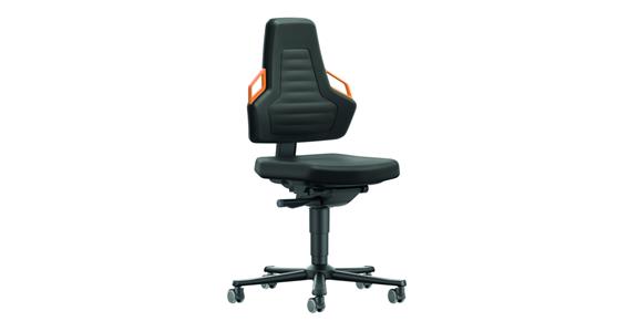 Arbeitsdrehstuhl Nexxit 2 Sitzhöhe 450-600mm mit Rollen Stoff schw. Griff orange