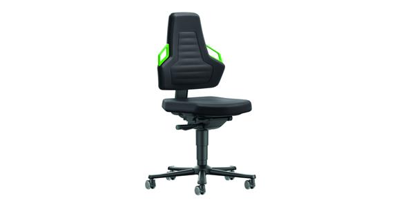 Arbeitsdrehstuhl Nexxit 2 Sitzhöhe 450-600mm mit Rollen Stoff schwarz Griff grün