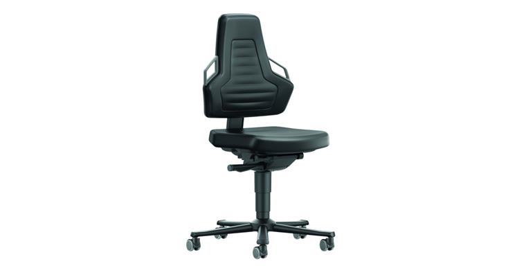 Arbeitsdrehstuhl Nexxit 2 Sitzhöhe 450-600mm mit Rollen Kunstleder Griff grau