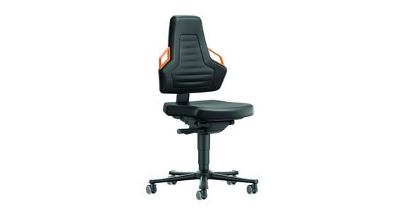 Arbeitsdrehstuhl Nexxit 2 Sitzhöhe 450-600mm mit Rollen Kunstleder Griff orange