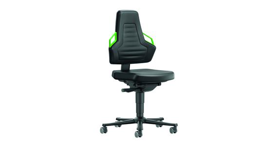 Arbeitsdrehstuhl Nexxit 2 Sitzhöhe 450-600mm mit Rollen Kunstleder Griff grün