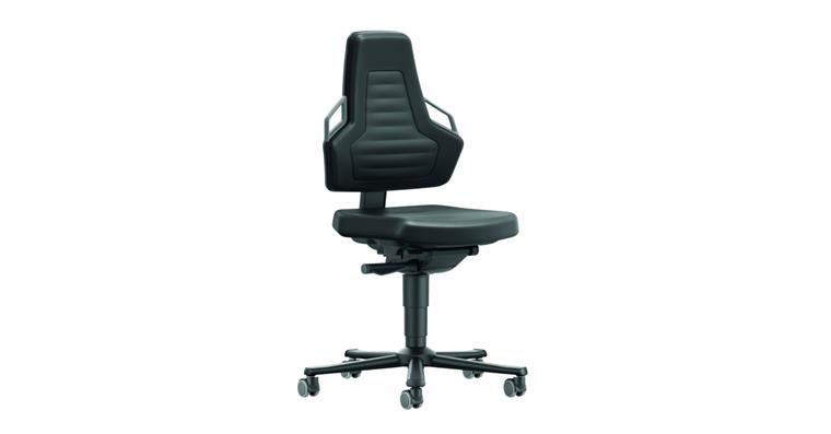 Swiv wrk chair Nexxit 2 seat height 450-600mm w cast, PU foam, grey handle