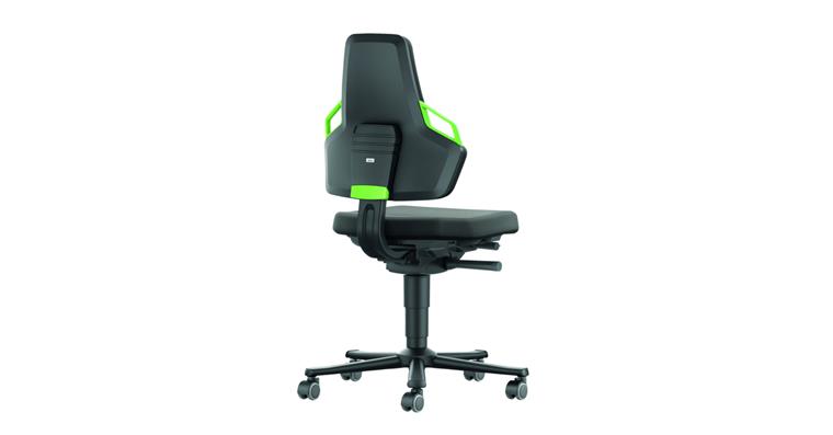 Swiv wrk chair Nexxit 2 seat height 450-600mm w cast, Supertec, grn handle