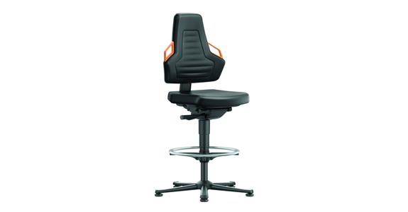 Arbeitsdrehstuhl Nexxit 3 Sitzhöhe 570-820mm mit Gleiter Kunstleder Griff orange