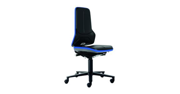 Arbeitsdrehstuhl Neon 2 Sitzhöhe 450-620mm PU-Schaum mit Rollen Flexband blau