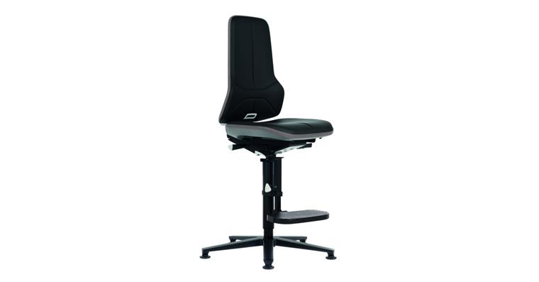 Swiv wrk chair Neon 3 seat height 590-870mm synth leath w skid, grey flex band