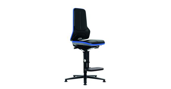 Arbeitsdrehstuhl Neon 3 Sitzhöhe 590-870mm PU-Schaum mit Gleiter, Flexband blau