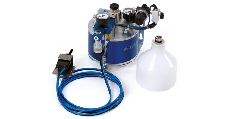 Microjet min. qty lubrication system pneumatic dir. assembly on the machine