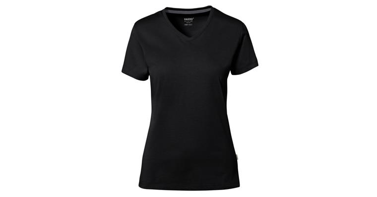 Damen V-Shirt  Cotton Tec schwarz Gr. L