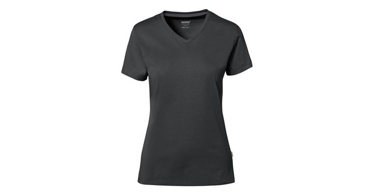 Damen V-Shirt  Cotton Tec anthrazit Gr. S