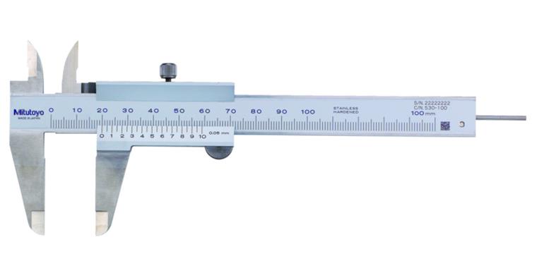 Messschieber 100mm, Feststellschraube, rund
