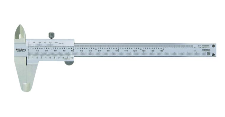 Messschieber 150mm/inch, Feststellschraube, flach, 0,02mm