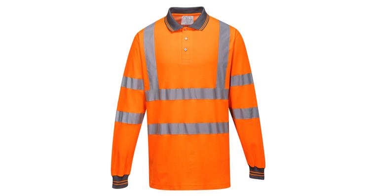 S271 - Langarm Baumwoll Komfort Poloshirt Orange Gr.  XL