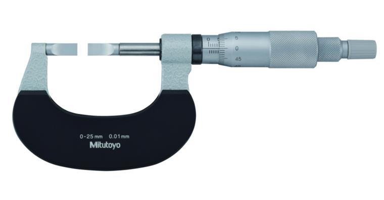 Micrometer with narrow measuring surfaces 0-25 mm type A