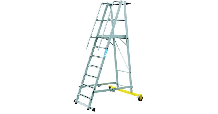 1085872104 Fahrbare Plattformtreppe klappbar 7 Sprossen Plattformhöhe 1,80 m