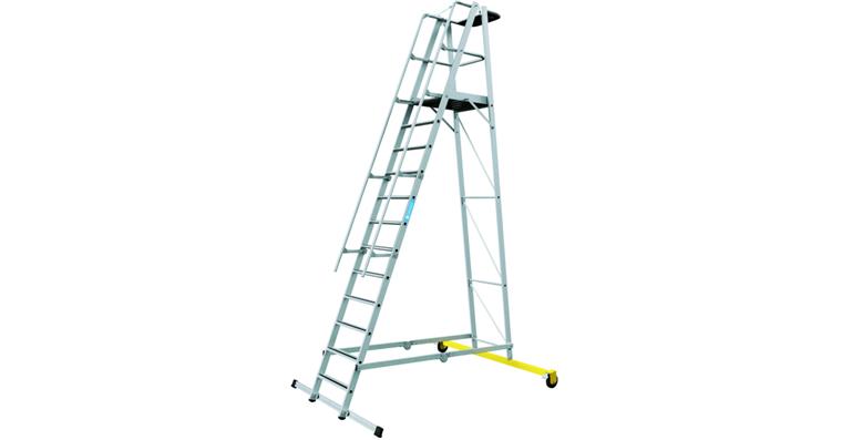 Fahrbare Plattformtreppe klappbar 12 Sprossen Plattformhöhe 3,10 m
