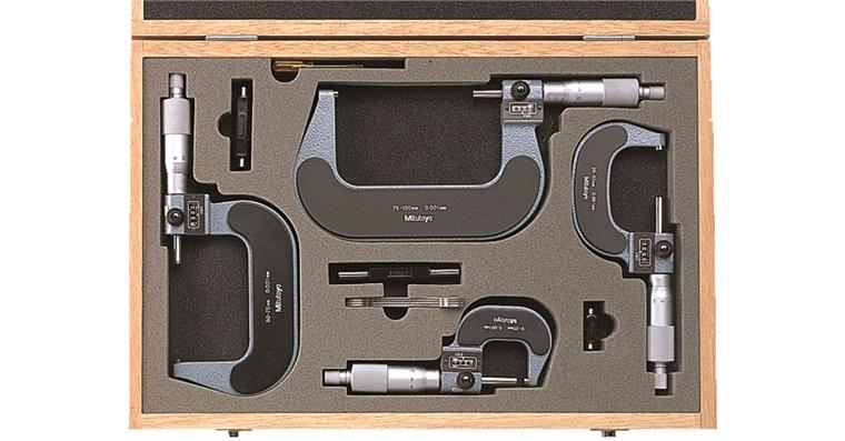 Micrometer set with counter 4 pieces 0-100 mm