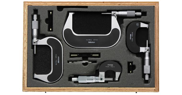 Micrometer set with setting gauges MR 0-100 mm in box