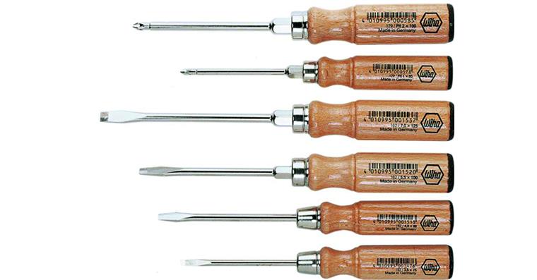 Workshop slotted screwdriver set wooden handle 5 pieces 3.5-9 mm
