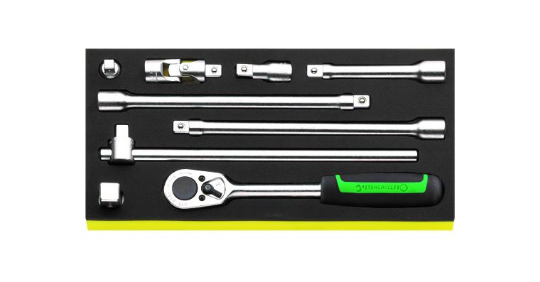 TCS ratchet set 6 pieces, chrome-alloy steel, AS drive chrome-plated