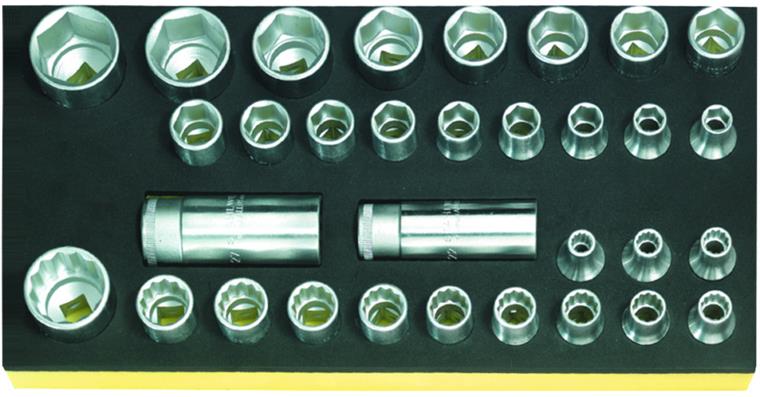 TCS-Steckschlüssel-Satz 32 teilig, Chrome-Alloy-Steel, AS-drive verchromt