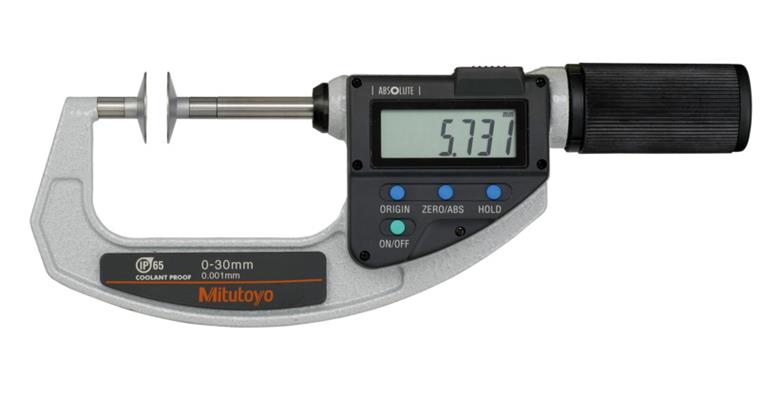 Quickmike IP65 dig. micrometer 25-55 mm, disc meas. surfaces, DO, non-rotating