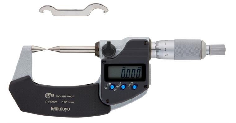 Digital-Bügelmessschraube 75-100 mm IP65 spitze Messflächen 30° und Datenausgang