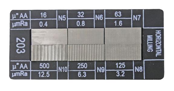 Oberflächen-Musterplatte Horizontalfräsen 6 Vergleichsmuster N5-N10