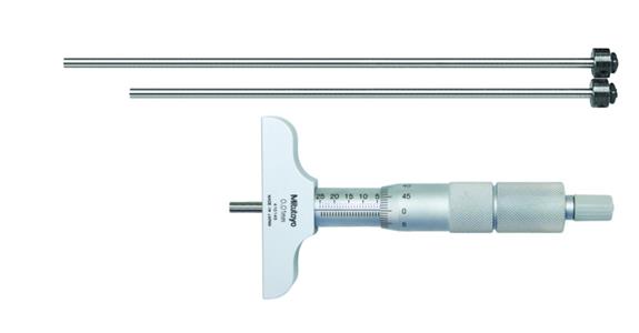 Depth micrometer 0-25 mm, 1 gauge slide bridge 63.5-16 mm