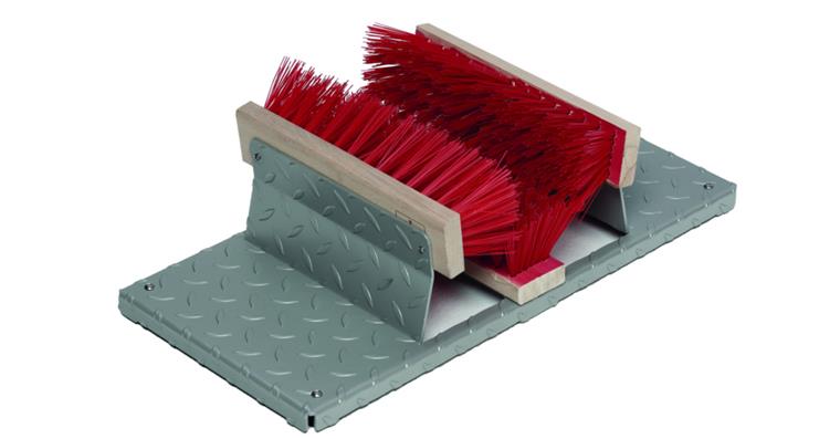Shoe cleaner with three brushes steel checker plate hdg 455x355x170 mm