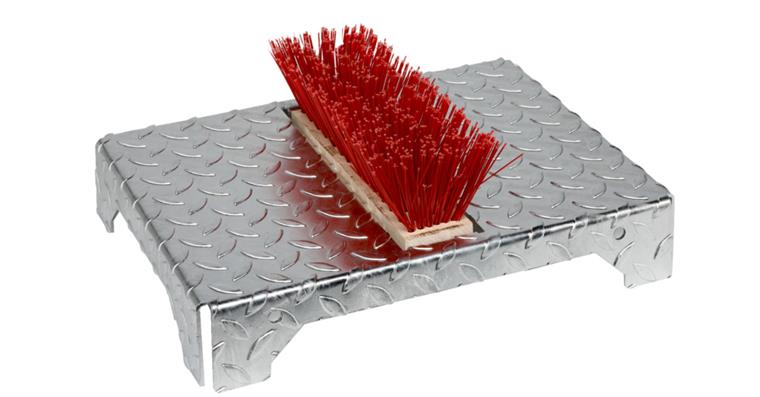 Schuhreiniger S1 aus Stahl-Tränenblech feuerverzinkt 455x355x170 mm 1x Bürste
