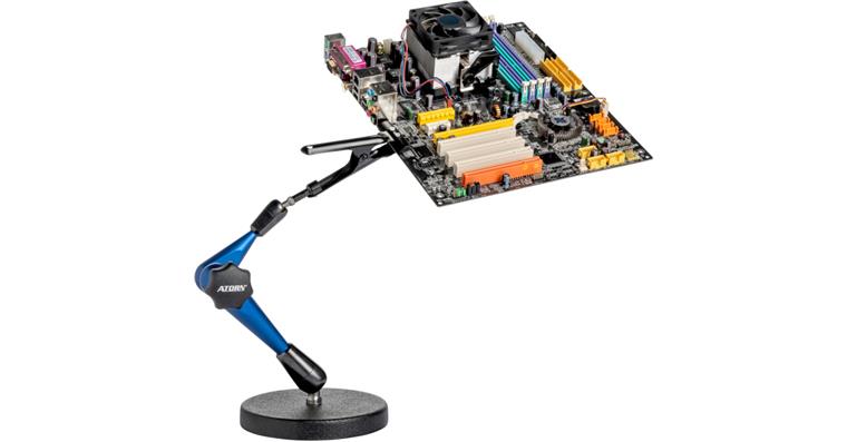 ATORN 3D PCB holder, operating radius 280 mm, with rubberised spring clip