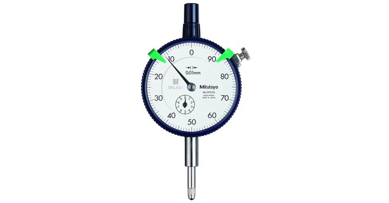 1001359088 Messuhr metrisch 10 mm, 0,01mm, mit flacher Rückwand, Skalent. gegen Uhrzeigers.