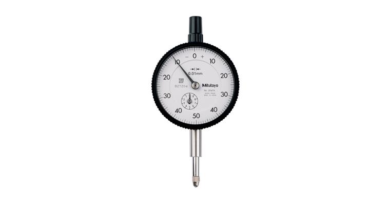 1001360337 Messuhr metrisch 10 mm, 0,01mm, mit flacher Rückwand, Anzeige beidseitig
